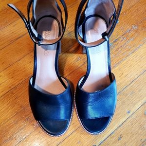 Black Madewell Wood Heeled Platform Sandals Size 7.5